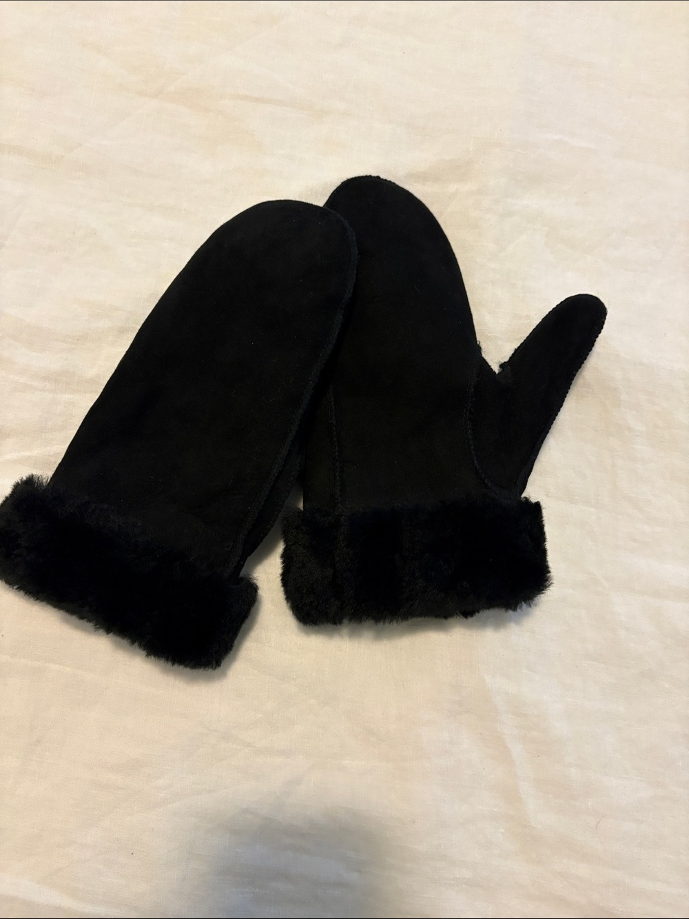 Black Fur Cuff Mittens - Women Accessories